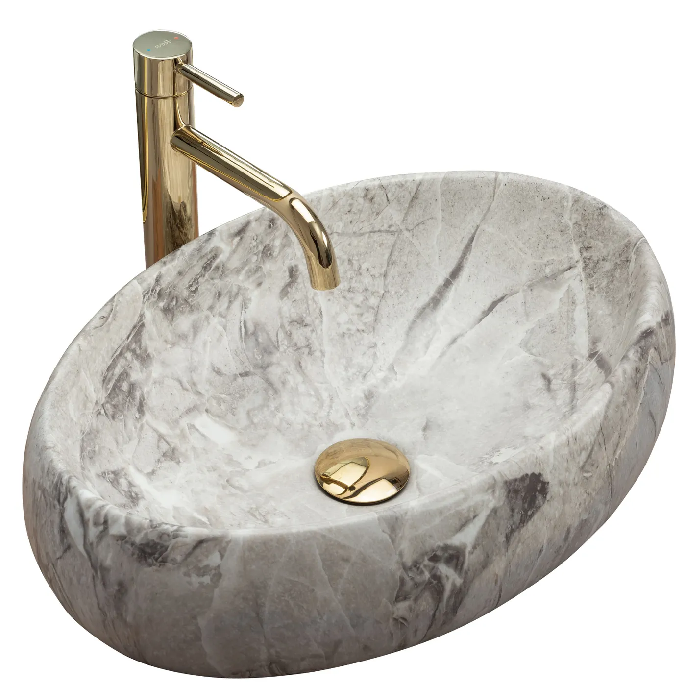 Rea Countertop Washbasin Linda Stone Oval Beige 48,5x34x14,5cm