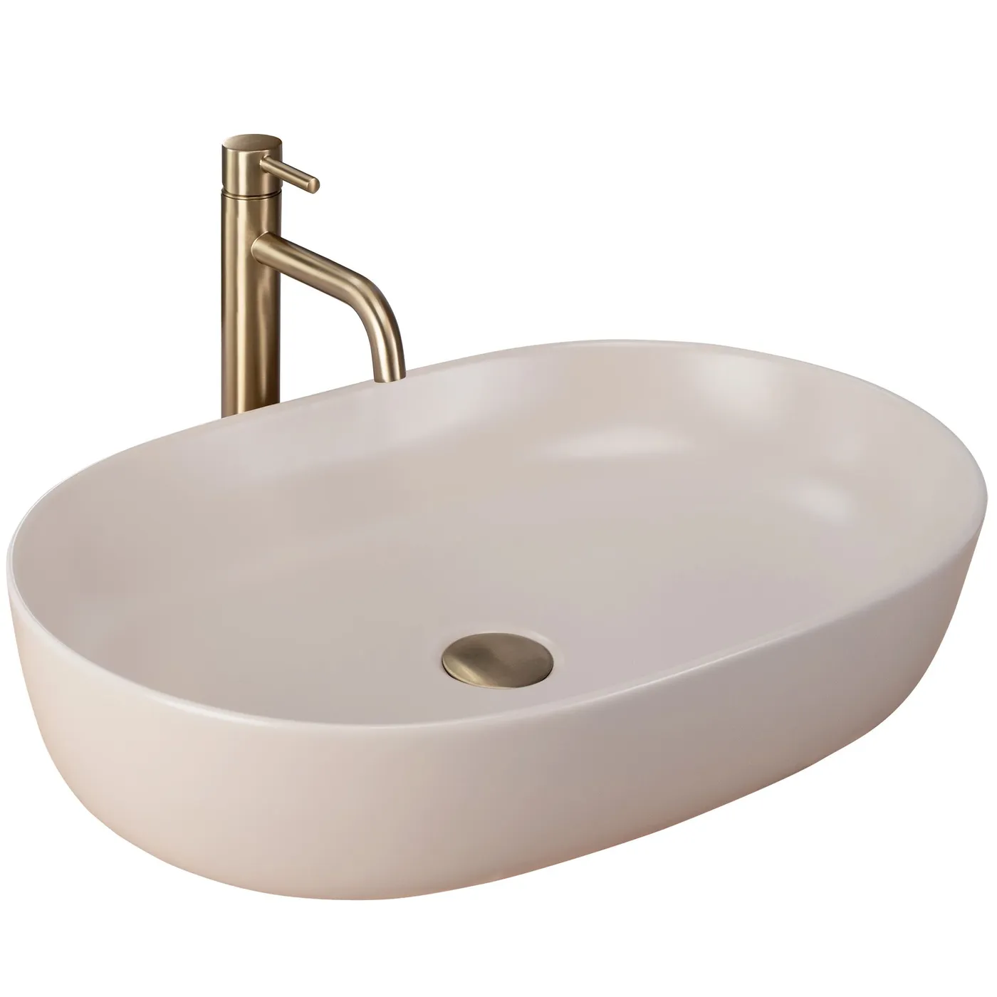 Rea Countertop Washbasin Cleo 61 Oval Beige 60,5x41x14cm