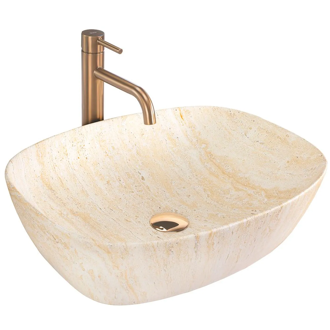 Rea Countertop Washbasin Freja Travertine Matt Beige 51x39,5x14cm