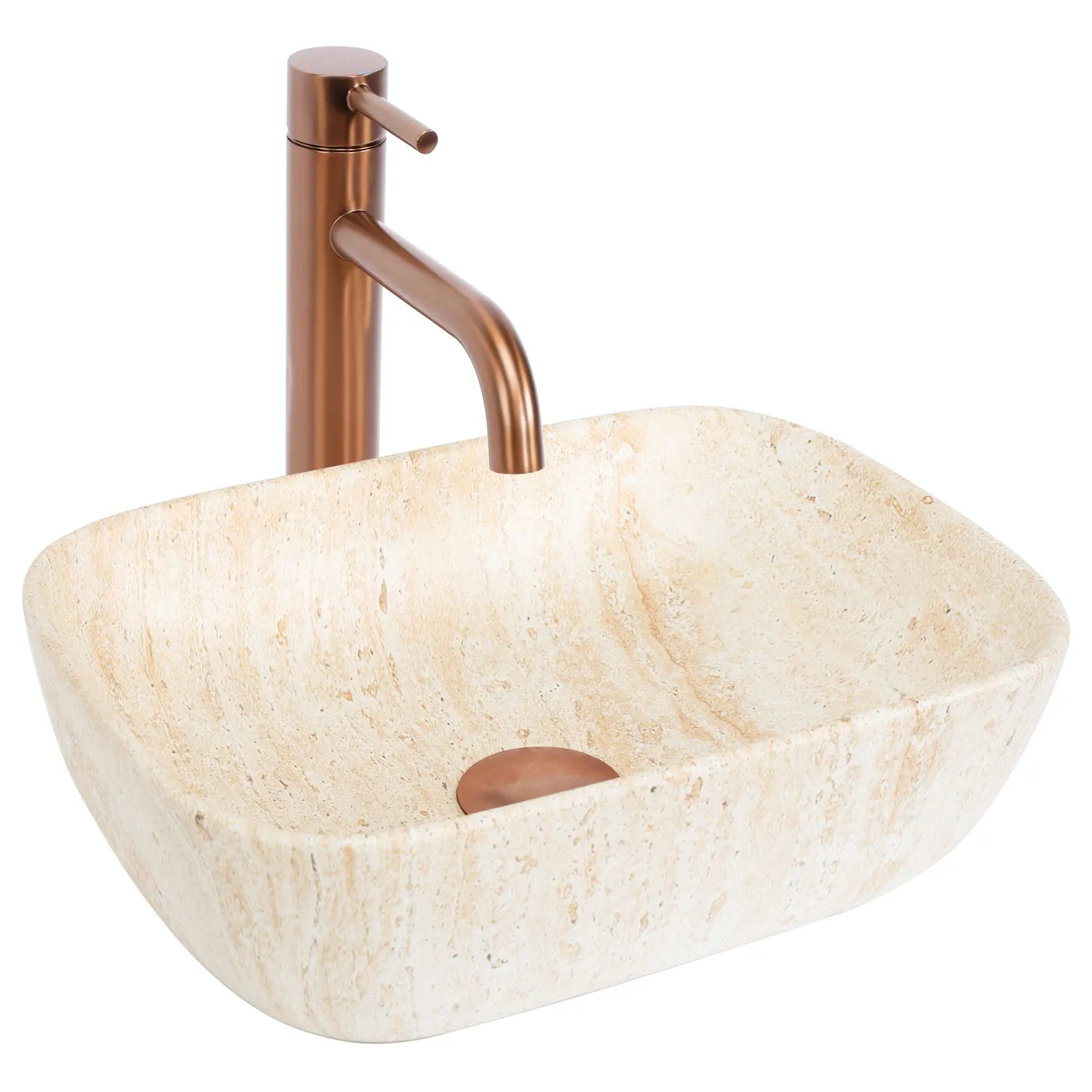 Rea Countertop Washbasin Belinda Mini Rectangle Beige 36x25x11,5cm